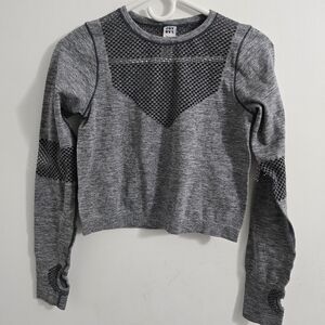 JoyLab Charcoal Mesh Detail Crop Top